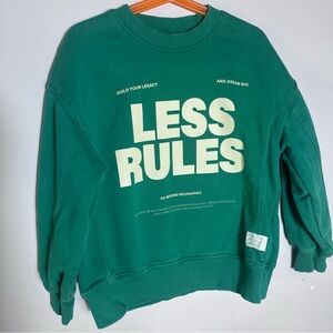 Zara Green 'LESS RULES' Graphic Crewneck Sweatshirt